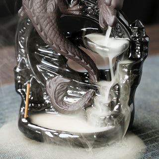 Buddha Gift Nordic Pterosaur Dragon Ceramic Backflow Smoke Fountain Protection Healing Incense Burner Decoration