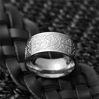 Buddha Gift Four Guardian Beast Dragon White Tiger Suzaku Basalt Carved Success Luck Ring
