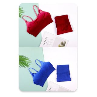 Buddha Gift 2Pcs Simple Tie Dye Print Crop Tank Top High Waist Pants Sports Gym Outfits Women's Yoga Sets