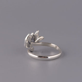 Buddha Gift 925 Sterling Silver Lotus Flower New Beginning Adjustable Ring