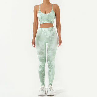Buddha Gift 2Pcs Camo Print Backless Criss-Cross Strap Top Bra Shorts Leggings Pants Fitness Yoga Outfit Set