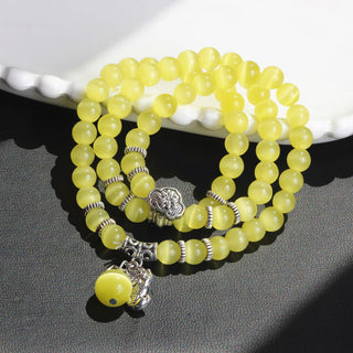 Buddha Gift Cat Eye PiXiu Support Triple Wrap Bracelet