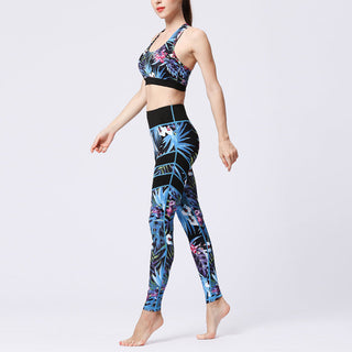 Buddha Gift 2Pcs Sunflower Flowers Leaves Print Top Pants Sports Fitness Yoga Women's Yoga Sets