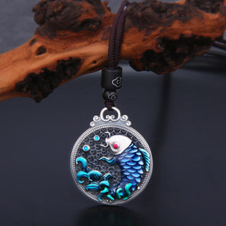 Buddha Gift 999 Sterling Silver Luck Koi Fish Success Prosperity Necklace Pendant