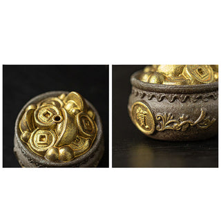 Buddha Gift Small Treasure Bowl Lucky Bag Bagua Tray Healing Ceramic Stick Incense Burner Decoration