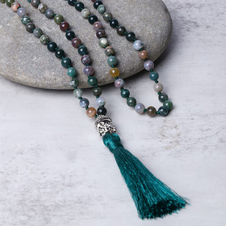 Buddha Gift 108 Mala Beads Indian Agate Buddha Head Cleansing Bracelet