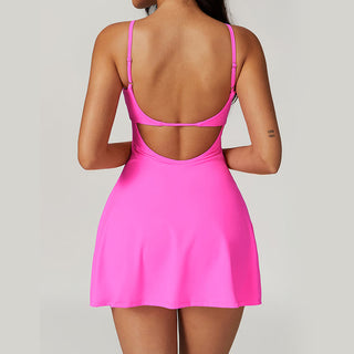 Buddha Gift Solid Backless Tennis Yoga Women Sports Dress