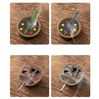 Buddha Gift Small Mini Gourd Fan Pipa Copper Alloy Incense Burner Decoration With Incense