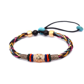Buddha Gift Tibetan Handmade Eight Thread Knot Copper Coin Luck Weave String Bracelet