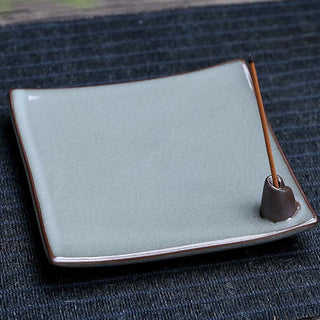 Buddha Gift Lotus Plum Blossom Square Ceramic Spiritual Backflow Incense Burner