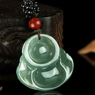 Buddha Gift Laughing Buddha Jade Abundance String Necklace Pendant