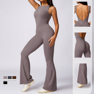 Buddha Gift Women Casual Sleeveless Jumpsuit Flare Pants Sports Fitness Yoga Bodysuit