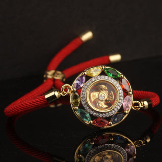 Buddha Gift Colorful Zircon Copper Wealth Luck Rotation Bracelet Necklace Pendant