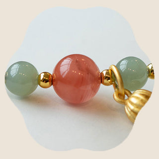 Buddha Gift Red Agate Jade Lotus Confidence Calm String Bracelet