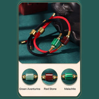 Buddha Gift Tibet Handmade Green Aventurine Red Stone Malachite Luck Protection Braided Rope Bracelet