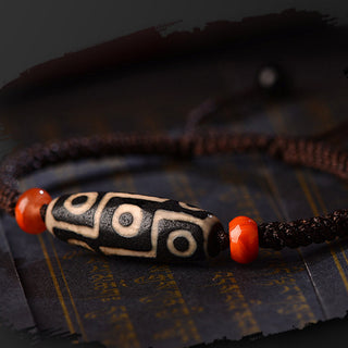 Buddha Gift Tibetan Nine-Eye Dzi Bead Prosperity String Bracelet