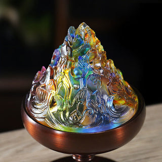 Buddha Gift Liuli Crystal Mountain Healing Meditation Incense Burner