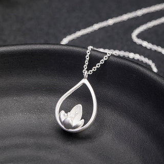 Buddha Gift 925 Sterling Silver Lotus Flower Floral Enlightenment Necklace Pendant