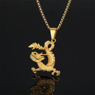 Buddha Gift Dancing Dragon Pattern Luck Necklace Pendant