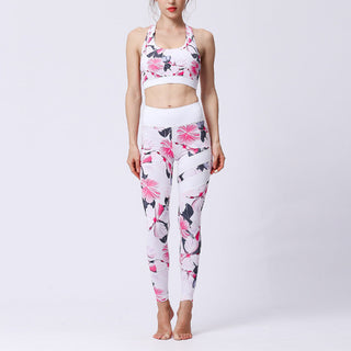 Buddha Gift 2Pcs Sunflower Flowers Leaves Print Top Pants Sports Fitness Yoga Women's Yoga Sets