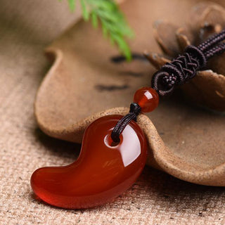 Buddha Gift Red Agate Green Agate Moon Pattern Confidence Calm Necklace