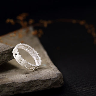 Buddha Gift Tibetan 925 Sterling Silver Om Mani Padme Hum Peace Hollow Ring