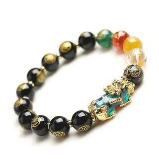 Buddha Gift Color-Changing Pixiu Obsidian Luck Bracelet