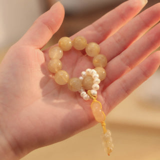 Buddha Gift Citrine Peace Buckle Prosperity Happiness Wrist Mala
