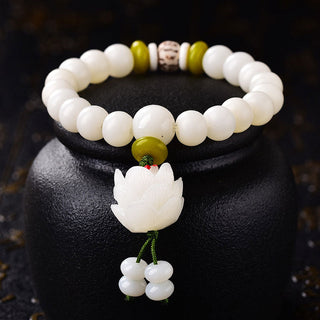 Buddha Gift Lotus Natural White Bodhi Seed Luck Bracelet