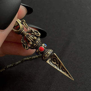 Buddha Gift Pentagram Eye of God Feather Hamsa Copper Healing Necklace Pendant Pendulum