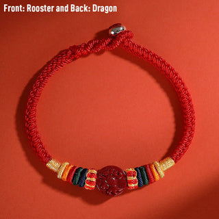 Buddha Gift Year of the Dragon 925 Sterling Silver Chinese Zodiac Cinnabar Auspicious Matches Blessing Bracelet
