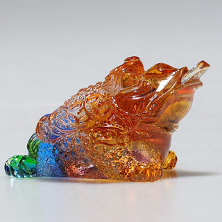 Buddha Gift Feng Shui Frog Handmade Liuli Crystal Art Piece Wealth Home Office Decoration
