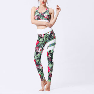 Buddha Gift 2Pcs Sunflower Flowers Leaves Print Top Pants Sports Fitness Yoga Women's Yoga Sets