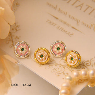 Buddha Gift Enamel Flower Luck Earrings
