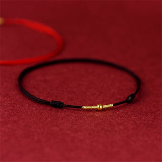 Buddha Gift 925 Sterling Silver Golden Bead Protection Braided Rope Bracelet Anklet