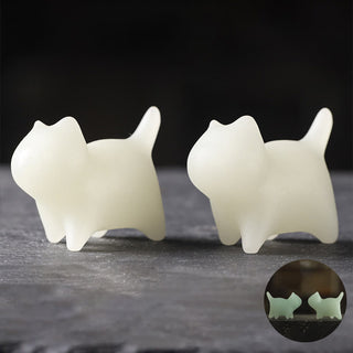 Buddha Gift 2Pcs Mini Cute Cat Glowstone Luminous Lucky Cat Energy Decoration
