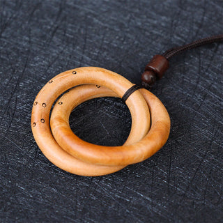 Buddha Gift Jujube Wood Taoist Yin Yang Ring Qiankun Circle Luck Ward Off Evil Spirits Necklace Pendant
