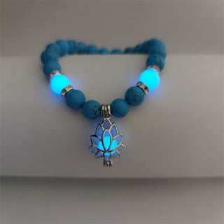 Buddha Gift Tibetan Turquoise Glowstone Luminous Bead Lotus Protection Bracelet