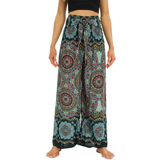 Buddha Gift Boho Mandala Print Lace-up Wide Leg Pants Women's Yoga Pants