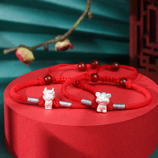 Buddha Gift 999 Sterling Silver Chinese Zodiac Luck Strength Red String Bracelet