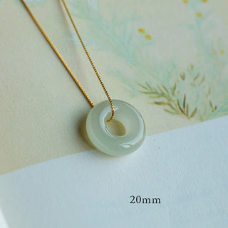 Buddha Gift Natural Round Jade Peace Buckle Luck Abundance Necklace Pendant