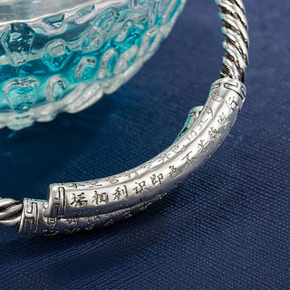 Buddha Gift Tibetan Heart Sutra White Copper Charm Bracelet