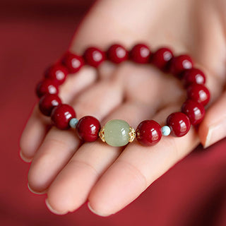 Buddha Gift Cinnabar Green Aventurine Fortune Luck Bracelet