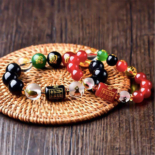 Buddha Gift Chinese Zodiac Feng Shui Obsidian Five-Element Wealth Porsperity Bracelet