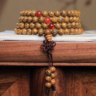 Buddha Gift 108 Mala Beads Bodhi Seed Red Agate Auspiciousness Bracelet