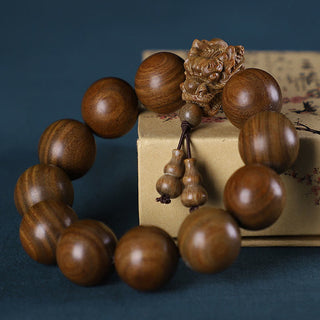 Buddha Gift Rosewood Green Sandalwood Small Leaf Red Sandalwood Dragon Carved Protection Bracelet