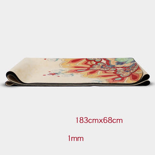 Buddha Gift Tibetan Mandala Elephant Lotus Koi Fish Mindful Natural Rubber Yoga Mat Decoration