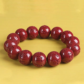 Buddha Gift Natural Double PiXiu Cinnabar Om Mani Padme Hum Wealth Luck Bead Bracelet