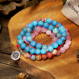 Buddha Gift Tibetan Purple Miano Real Bead Harmony Lotus Mala