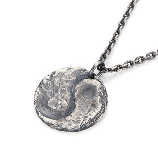 Buddha Gift 990 Sterling Silver Yin Yang Hammer Texture Harmony Necklace Pendant